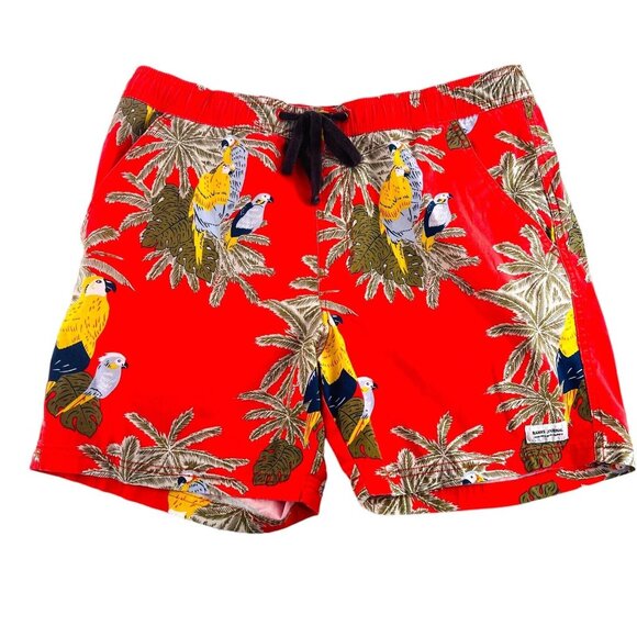 Banks Journal Mens Swimming Trunks Size 36 Multicolor Tropical Elastic Waist - Picture 1 of 8